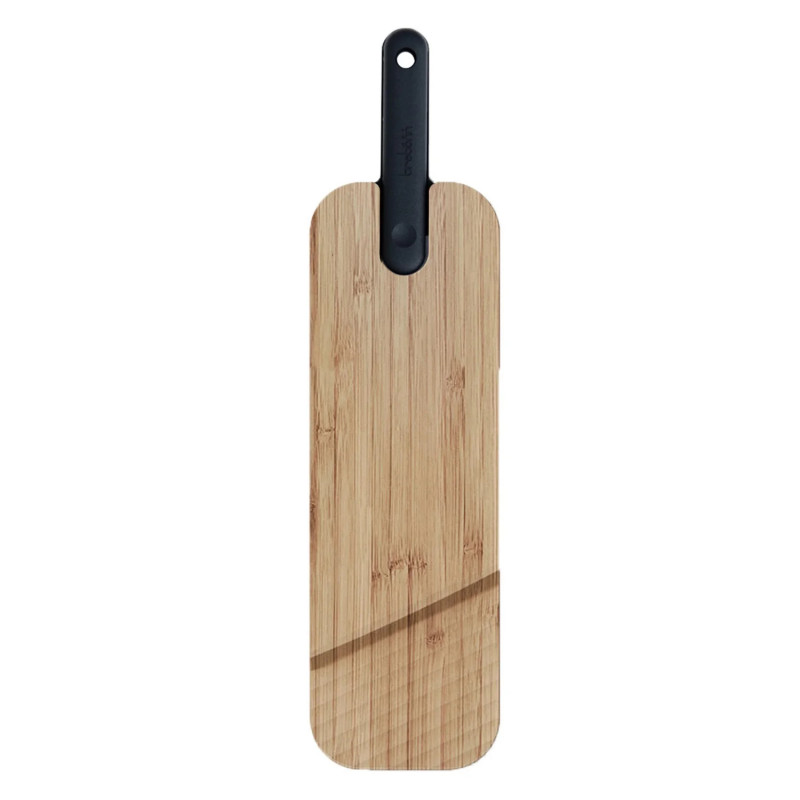 Trebonn Artu Salami 1122100 Cutting Board with Built-in Knife, 43x11 cm, 18 cm Blade, Bamboo, Japanese Steel, Black