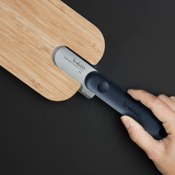 Trebonn Artu Salami 1122100 Cutting Board with Built-in Knife, 43x11 cm, 18 cm Blade, Bamboo, Japanese Steel, Black