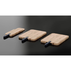 Trebonn Artu Salami 1122100 Cutting Board with Built-in Knife, 43x11 cm, 18 cm Blade, Bamboo, Japanese Steel, Black