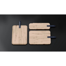 Trebonn Artu Bread 1122101 Cutting Board with Built-in Knife, 43x24 cm, 20 cm Blade, Bamboo, Japanese Steel, Black