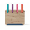 Trebonn Block 1320109 Cutting Board with Built-in Knives, 4 Knives, 30x20 cm, Bamboo, Japanese Steel, Multicolor