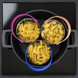 Trebonn Cookinpodpro 1523101 Colander, For cooking and draining, Handle for easy pouring, Stainless steel, Stainless steel/Coral