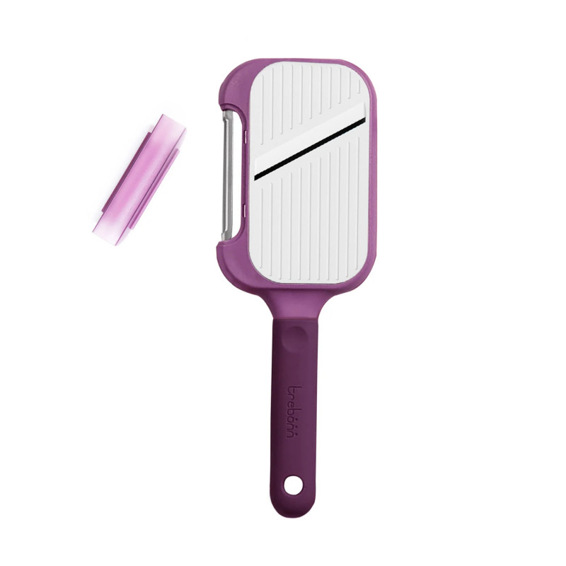 Trebonn Peel + Slice 2-in-1 Manual Grater and Slicer 1420213, 25 cm, Stainless Steel, Finger Guard, Purple
