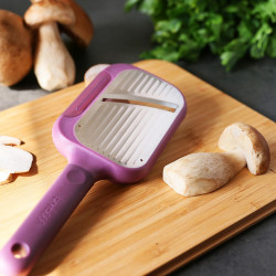 Trebonn Peel + Slice 2-in-1 Manual Grater and Slicer 1420213, 25 cm, Stainless Steel, Finger Guard, Purple