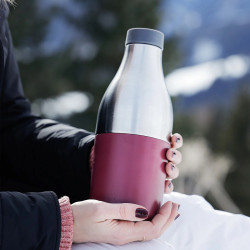 Trebonn Food&Hydrate 2 1622108 Insulated Bottle with Built-in Lunch Box, 450/520 ml, Stainless Steel, Purple/Stainless Steel