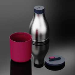 Trebonn Food&Hydrate 2 1622108 Insulated Bottle with Built-in Lunch Box, 450/520 ml, Stainless Steel, Purple/Stainless Steel