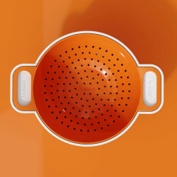 Trebonn DUO Colander Bowl - Small 1824101, 500 ml, 15.6 x 8.5 cm, Melamine, White/Orange