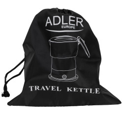 Adler AD 1377 Travel Electric Kettle, 600W, 0.6 L, Foldable Silicone Housing, Overheat Protection, Indicator Light, White