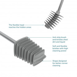 Βούρτσα τουαλέτας Trebonn 3025150, περιστρεφόμενη κεφαλή 360 μοιρών, λευκό/γκρι