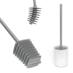 Perie de toaleta Trebonn 3025150, Cap rotativ la 360°, Alb/Gri