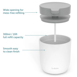 Диспенсър за сапун Trebonn 3025120, 11х9х9 см, 300 мл, Широк отвор, Голяма помпа, Бял/сив