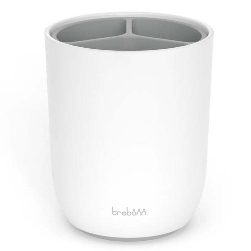 Поставка за четка за зъби Trebonn 3025100, 3 отделения, Разглобяема, Бял/сив