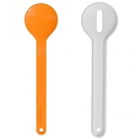 Set of 2 Trebonn 1524142 Salad Servers, 27.5 cm, Melamine, White/Orange