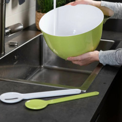 Set of 2 Trebonn 1524141 Salad Servers, 27.5 cm, Melamine, White/Green