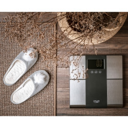 Кантар Adler AD 8165, До 225 кг, До 10 потребителя, LCD дисплей, 3 x AAA, Инокс/Черен