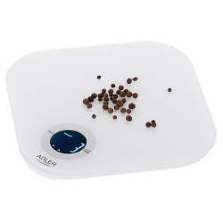 Adler AD 3180 Kitchen Scale, Up to 10 kg, Liquid Measurement, TARE, LCD Display, 2 x AAA, White