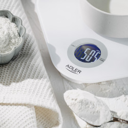 Adler AD 3180 Kitchen Scale, Up to 10 kg, Liquid Measurement, TARE, LCD Display, 2 x AAA, White