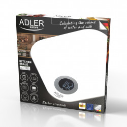 Кухненска везна Adler AD 3180, До 10 кг, Измерване на течности, ТАРА, LCD дисплей, 2 x AAA, Бял
