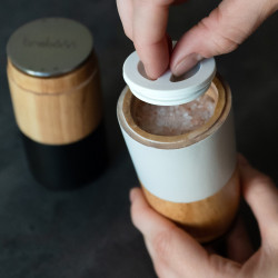 Trebonn Woody 1924201 Salt and Pepper Mill, Ceramic Mechanism, Bamboo, White