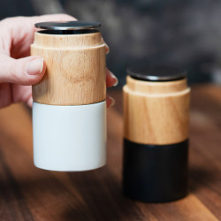 Trebonn Woody 1924201 Salt and Pepper Mill, Ceramic Mechanism, Bamboo, White