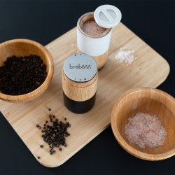 Мелничка за сол и пипер Trebonn Woody 1924201, 10.5x5.5x5.5 см, Стомана, Керамичен механизъм, Бамбук, Бял