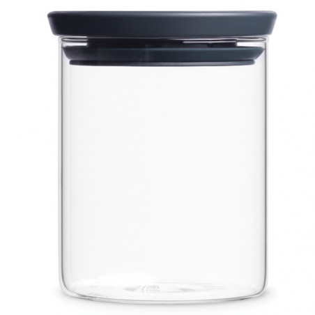 Γυάλινο βάζο Brabantia Stackable 646875, 0,6 l, Σφιχτό κλείσιμο, Πλένεται στο πλυντήριο πιάτων, Σκούρο γκρι