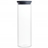 Γυάλινο βάζο Brabantia Stackable 646873, 1,9 l, Σφιχτό κλείσιμο, Πλένεται στο πλυντήριο πιάτων, Σκούρο γκρι