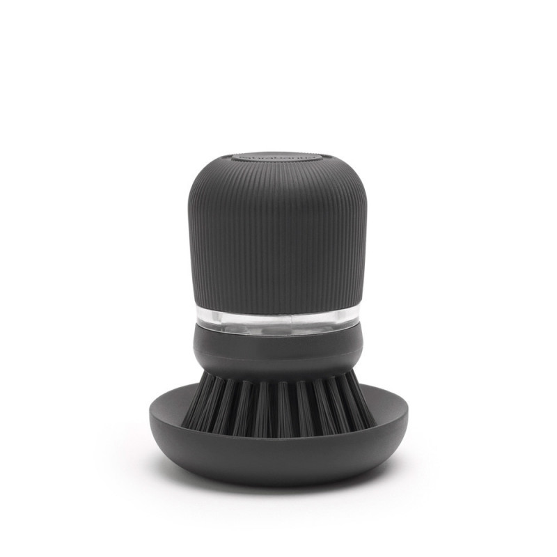 Dozator detergent de vase cu perie Brabantia Sinkside 1003317, 100 ml, Peri din poliester, Suport, Gri inchis