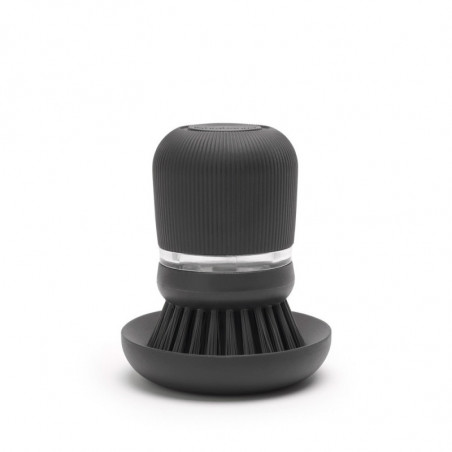 Brabantia Sinkside 1003317 Liquid Soap Dispenser with Dish Brush, 100 ml, Polyester Bristles, Stand, Dark Gray