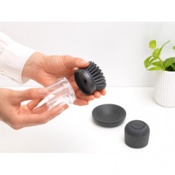 Brabantia Sinkside 1003317 Liquid Soap Dispenser with Dish Brush, 100 ml, Polyester Bristles, Stand, Dark Gray