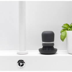 Brabantia Sinkside 1003317 Liquid Soap Dispenser with Dish Brush, 100 ml, Polyester Bristles, Stand, Dark Gray
