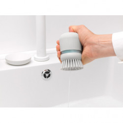 Brabantia Sinkside 1003318 Liquid Soap Dispenser with Dish Brush, 100 ml, Polyester Bristles, Stand, Light Gray