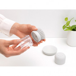 Brabantia Sinkside 1003318 Liquid Soap Dispenser with Dish Brush, 100 ml, Polyester Bristles, Stand, Light Gray