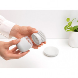 Dozator detergent de vase cu perie Brabantia Sinkside 1003318, 100 ml, Peri din poliester, Suport, Gri deschis