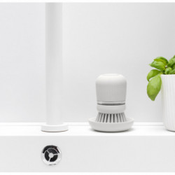 Brabantia Sinkside 1003318 Liquid Soap Dispenser with Dish Brush, 100 ml, Polyester Bristles, Stand, Light Gray