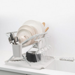 Uscator de vase pliabil Brabantia SinkSide 1004152, Suport pentru ustensile, Rezistent la coroziune, Gri deschis