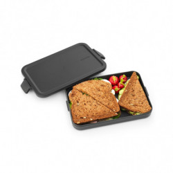 Brabantia Make&Take Lunch Box 1006284, 1.1 L, Holds up to 2 sandwiches, BPA-free, Flat, Dark gray