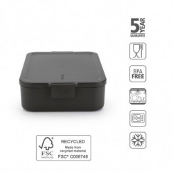 Brabantia Make&Take Food Container 1006287, 2 L, Airtight Seal, BPA-Free, Dark Gray