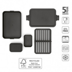 Cutie pentru alimente Brabantia Make&Take 1006290, 2 L, Cu separatoare, Inchidere etansa, Fara BPA, Gri inchis