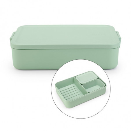 Brabantia Make&Take Food Container 1006291, 2 L, With Dividers, Airtight Seal, BPA-Free, Green