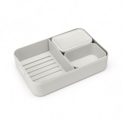 Brabantia Make&Take Food Container 1006292, 2 L, With Dividers, Airtight Seal, BPA-Free, Light Gray