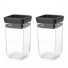 Set of 2 Brabantia Tasty+ Stackable Spice Jars 1008883, 150 ml, BPA-free, Innovative lids, Clear/dark gray