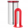 Brabantia 646986 Coffee Capsule Storage Jar, Holds up to 18 capsules, Stainless steel, Fingerprint-resistant, Stainless steel/red