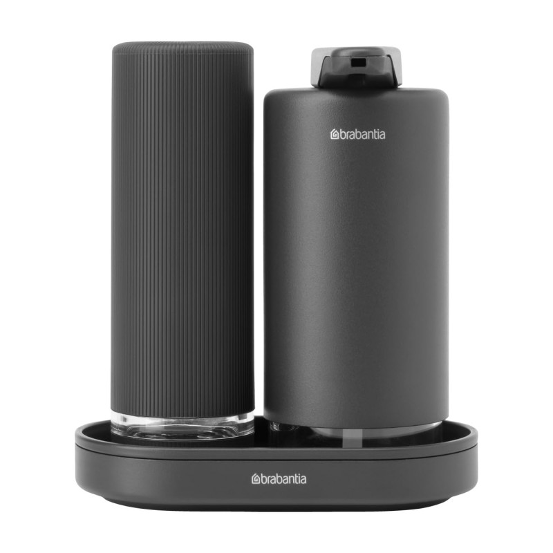 Set of 2 Brabantia SinkStyle 1008504 dispensers, suitable for hand and dish soap, 200 ml, mineralized finish, dark gray