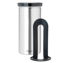 Brabantia 646988 Coffee Capsule Storage Jar, Holds up to 18 capsules, Stainless steel, Fingerprint-resistant, Stainless steel/dark gray
