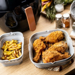 Σετ 2 ορθογώνιων φορμών σιλικόνης για τη φριτέζα αέρος Klausberg KB 7790, 21x20,3 cm, έως 230C, χωρίς BPA, Γκρι