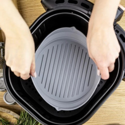 Σετ 2 στρογγυλών καλουπιών σιλικόνης για φριτέζα αέρος Klausberg KB 7789, 20x21,3 cm, έως 230C, χωρίς BPA, Γκρι