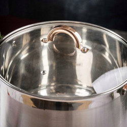 Κατσαρόλα Klausberg KB 7797, 18,7 l, 32 cm, Γυάλινο καπάκι, Πάτος πολλαπλών στρώσεων, Επαγωγή, Ανοξείδωτο ατσάλι/Ροζ χρυσό