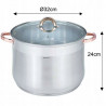 Klausberg KB 7797 Deep Pot, 18.7 L, 32 cm, Glass Lid, Multi-layer Bottom, Induction Compatible, Stainless Steel/Rose Gold