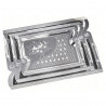 Set of 3 Kinghoff KH 4743 Stainless Steel Serving Trays, Chrome-Plated, Silver
